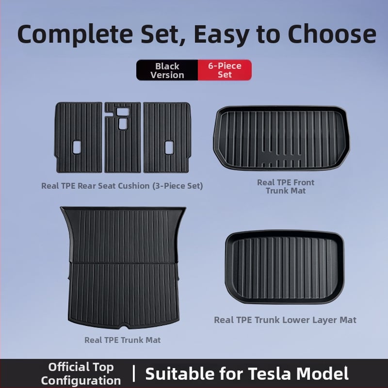 Tesla Model 3/Y εμπρός και πίσω χαλιά πορτ-παγκάζ – TPE, ειδικά για το μοντέλο, χωρίς λογότυπο