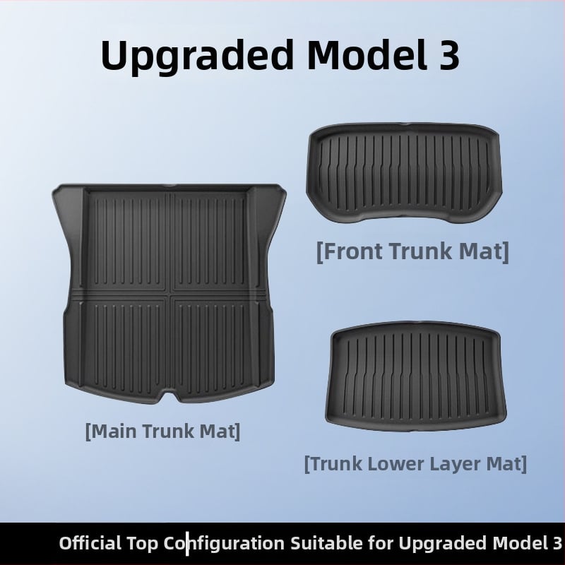 Tesla Model 3/Y εμπρός και πίσω χαλιά πορτ-παγκάζ – TPE, ειδικά για το μοντέλο, χωρίς λογότυπο