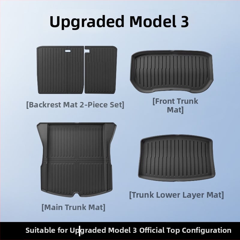 Tesla Model 3/Y εμπρός και πίσω χαλιά πορτ-παγκάζ – TPE, ειδικά για το μοντέλο, χωρίς λογότυπο