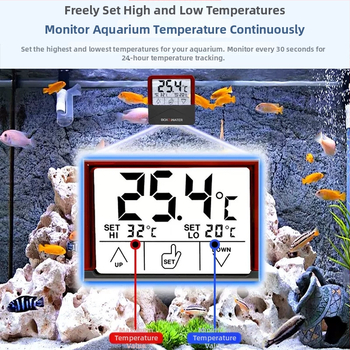 Termometru pentru acvariu cu afișaj de înaltă precizie, senzor electronic de temperatură a apei pentru acvariu