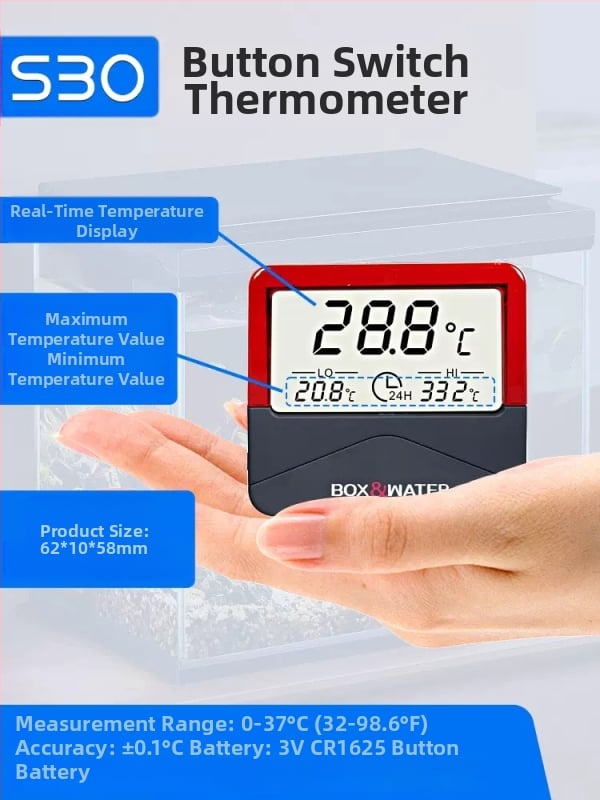 Termometru pentru acvariu cu afișaj de înaltă precizie, senzor electronic de temperatură a apei pentru acvariu