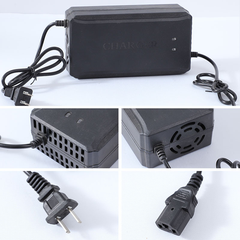 Punjač za električno vozilo Yoshikawa, ulaz AC 100-240V, izlaz 58.8V/73V/88.8V, CE potvrda, kompatibilan s olovno-kiselinskim baterijama.