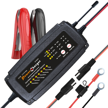 EP 3-in-1 automata intelligens autó- és motorkerékpár akkumulátor töltő 7-szegmenses kijelzővel, bemenet 110/220 VAC, kimenet 12-15 V, CE/FCC/ROHS/UKCA