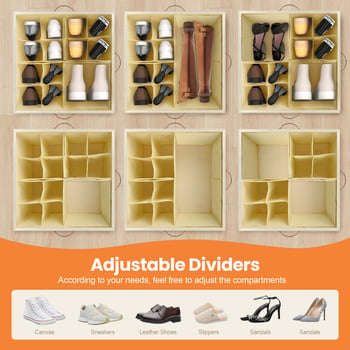 Cutie de depozitare pentru încălțăminte, acoperită cu țesătură, pliabilă, culoare solidă, dimensiune medie