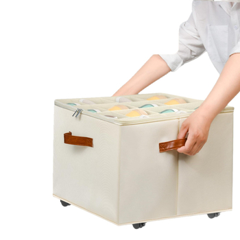 Cutie de depozitare pentru încălțăminte, acoperită cu țesătură, pliabilă, culoare solidă, dimensiune medie