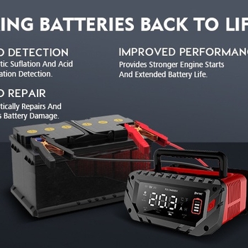 HTRC Încărcător de baterii pentru bateriile de mașină și motocicletă, intrare 100-240 V AC, ieșire 15.2 V 30 A, certificat CE