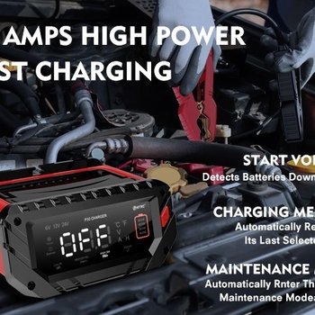 HTRC Încărcător de baterii pentru bateriile de mașină și motocicletă, intrare 100-240 V AC, ieșire 15.2 V 30 A, certificat CE