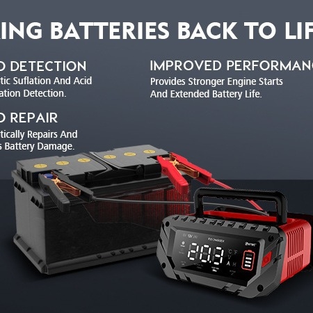 HTRC Încărcător de baterii pentru bateriile de mașină și motocicletă, intrare 100-240 V AC, ieșire 15.2 V 30 A, certificat CE