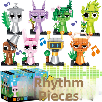 ABS műanyag építőblokkok készlete ritmikus sakkfigurákkal és minifigurákkal, zenei doboz és kotta játék, 200–400 darab, 0,6 kg, 15–35 év közötti korosztály számára, márka Lw