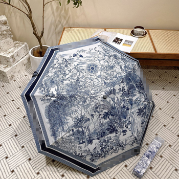 Összecsukható esernyő automata nyitás-zárás funkcióval, UPF>50 UV-védelem, 8 rostból készült bordás, acél szár, 210T vinil vászon