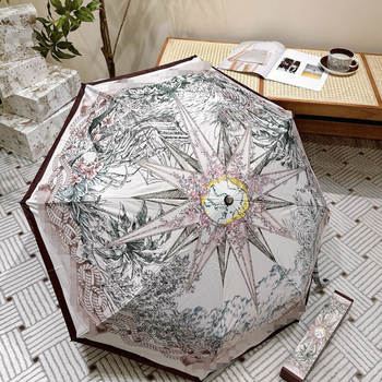 Összecsukható esernyő automata nyitás-zárás funkcióval, UPF>50 UV-védelem, 8 rostból készült bordás, acél szár, 210T vinil vászon