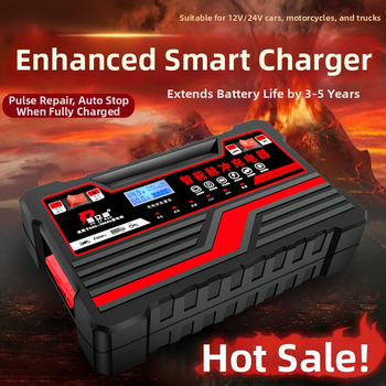 Pu Lihao Încărcător de baterii auto 12V/24V cu identificare automată, intrare 220V, pentru baterii de automobil și motocicletă