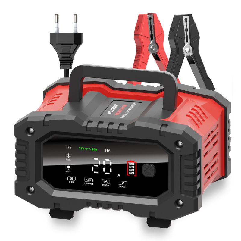 Foxsur FPT-200 Încărcător de baterii pentru 12V/24V, ieșire 12V20A, 24V10A, intrare 100-240V, CE ROHS