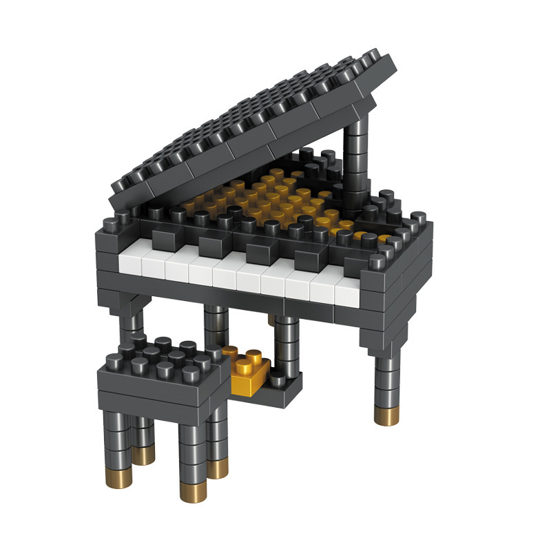 Lego-kompatibilis zenélő építőblokkok – zongora és gitár készlet, 100–200 darab, ABS műanyag, DIY, 7–14 éveseknek