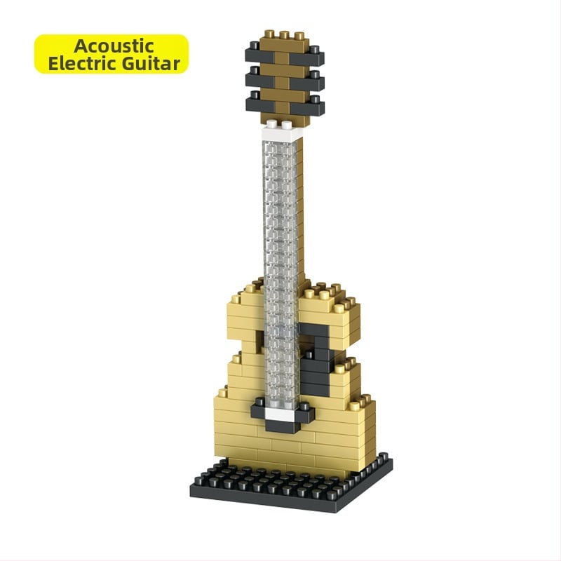 Lego-kompatibilis zenélő építőblokkok – zongora és gitár készlet, 100–200 darab, ABS műanyag, DIY, 7–14 éveseknek