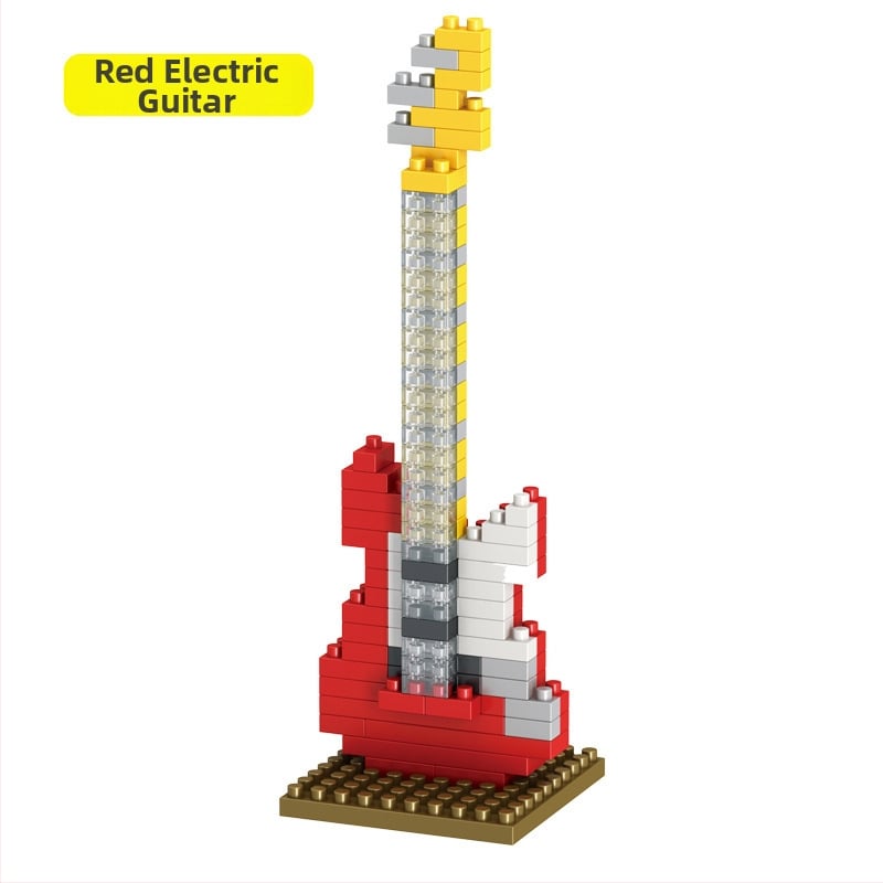Lego-kompatibilis zenélő építőblokkok – zongora és gitár készlet, 100–200 darab, ABS műanyag, DIY, 7–14 éveseknek
