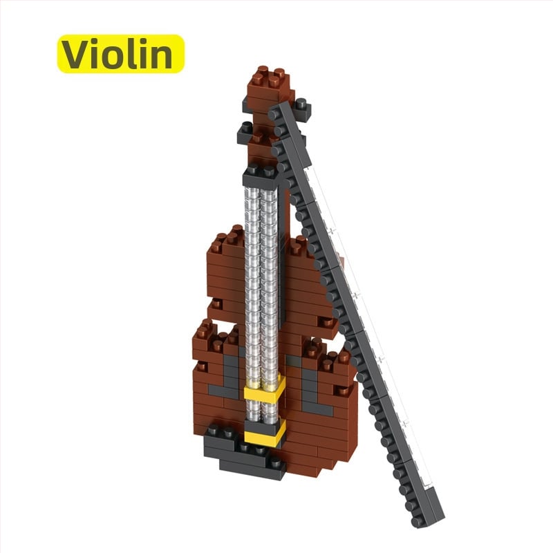 Lego-kompatibilis zenélő építőblokkok – zongora és gitár készlet, 100–200 darab, ABS műanyag, DIY, 7–14 éveseknek