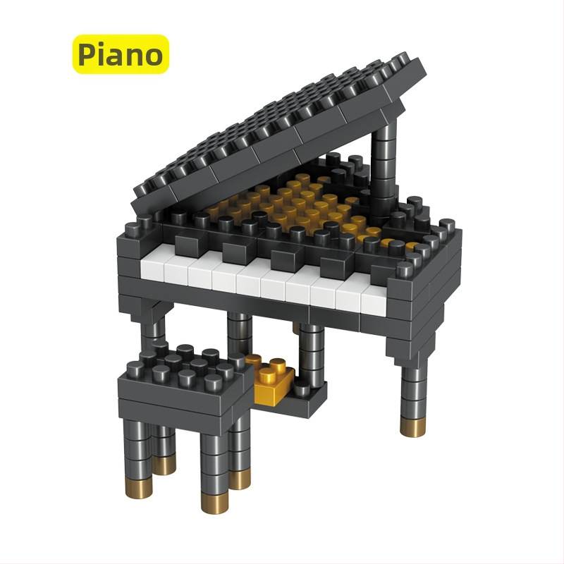 Lego-kompatibilis zenélő építőblokkok – zongora és gitár készlet, 100–200 darab, ABS műanyag, DIY, 7–14 éveseknek