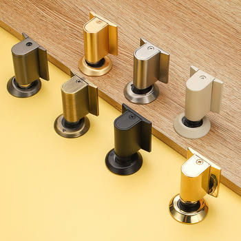 Stop de ușă din aliaj de zinc cu prindere pe podea — magnet dublu, silențios, rezistent la vânt, pentru baie și dormitor