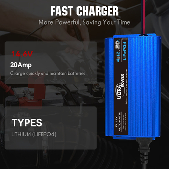 Inteligentno punjač LiFePO4 baterija 14.6V 20A, 4S, aluminijsko kućište, ulaz 100-240V AC, CE FCC ROHS UKCA