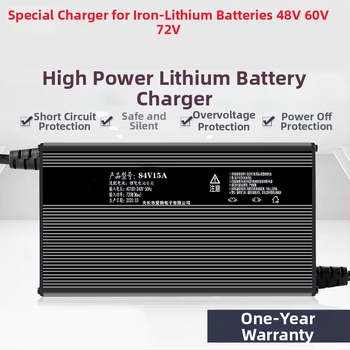Nabíjačka LiFePO4 batérií 60-72V, 15A — séria 48-72V, CE certifikát, vstup 100-240V ~1.7A 50-60Hz