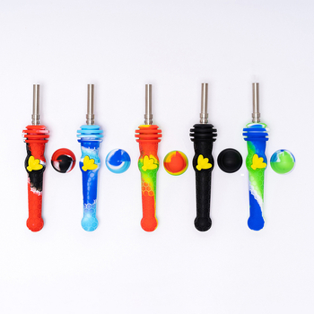 Pipă de fum din silicon și metal, logo imprimat, ambalaj 300 bucăți, cadou gata