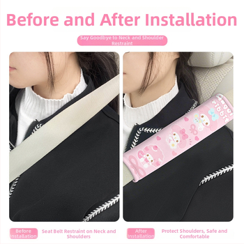 Ramenná podložka na auto bezpečnostný pás — kreslený dizajn, materiál bavlnený velúr, 30 g, magická nálepka, číslo artiklu: Shoulder Pad