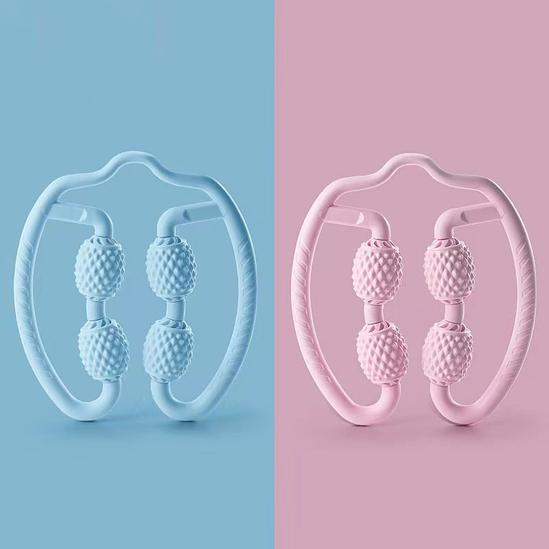 Inel de pilates – clemă circulară pentru picior, masaj cu patru roți, roller pentru picior, material din plastic
