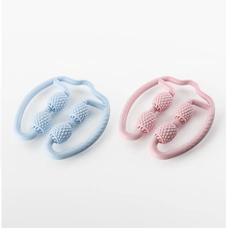 Inel de pilates – clemă circulară pentru picior, masaj cu patru roți, roller pentru picior, material din plastic