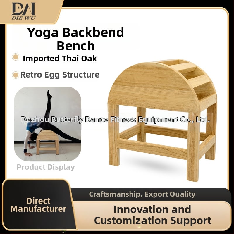 Antrenor pentru zona lombară din lemn masiv de stejar – scaun de Pilates pentru întinderea spatelui, cu suport lombar