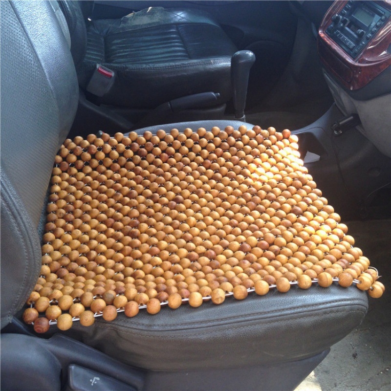 Autóüléshez készült fa gyöngy párna, négyszögletes