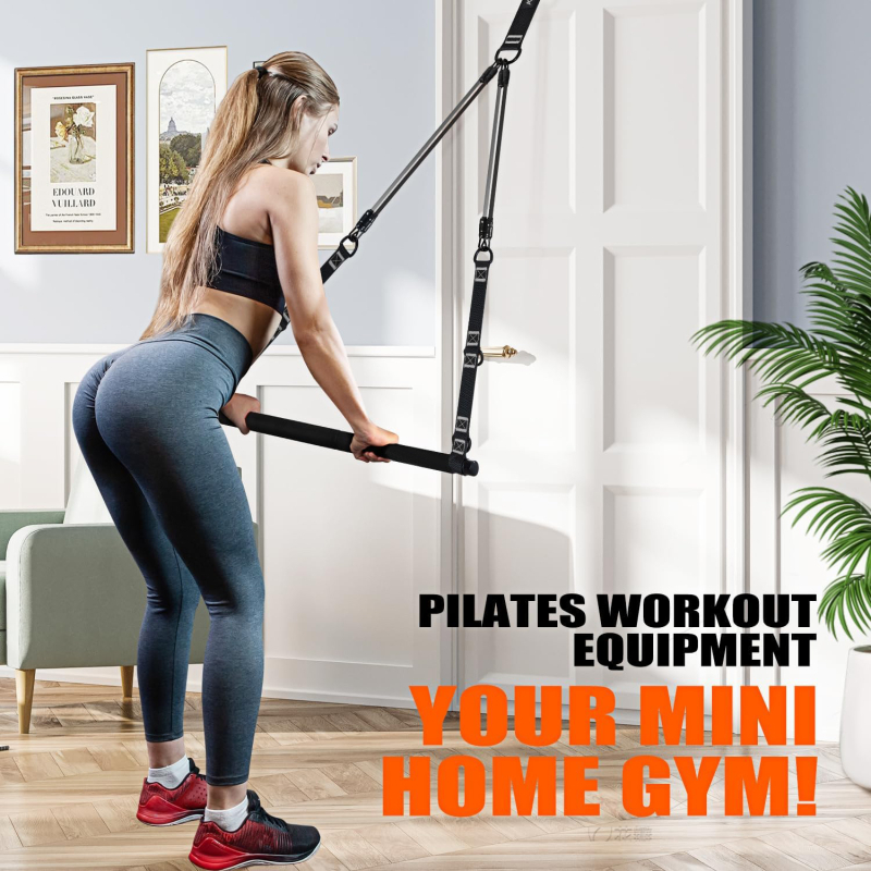 Joeman Bar za jogu s otporom užetom, 3-razinski Pilates set, prilagodljiv, za cijelo tijelo