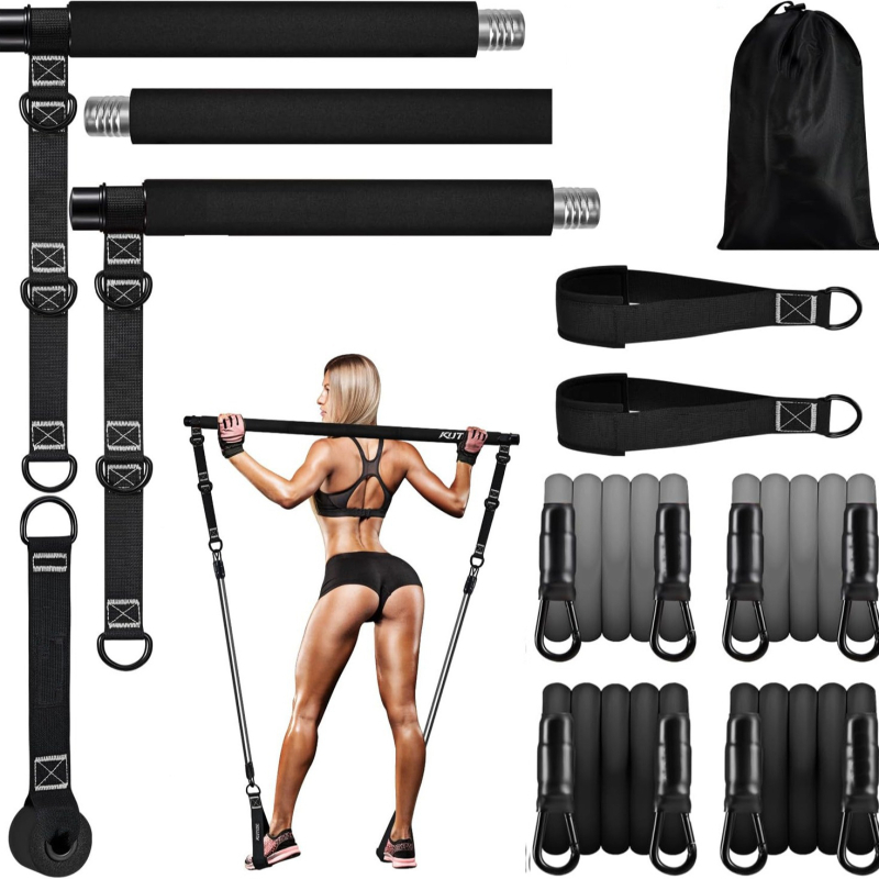 Joeman Bar za jogu s otporom užetom, 3-razinski Pilates set, prilagodljiv, za cijelo tijelo