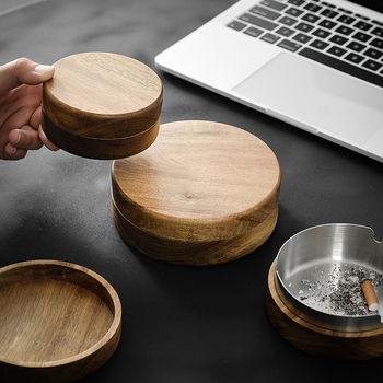 Nerđajući čelični okrugli pepelnjak s poklopcem — prilagodljiv, tiskanje logotipa dostupno