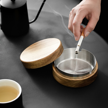 Nerđajući čelični okrugli pepelnjak s poklopcem — prilagodljiv, tiskanje logotipa dostupno