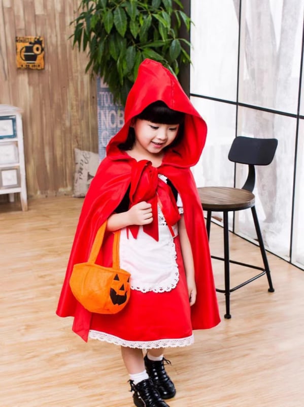 Dječji Halloween kostim: Crvenkapica – princeska haljina za djevojke, scenski kostim, poliester smjesa, nježna završna obrada