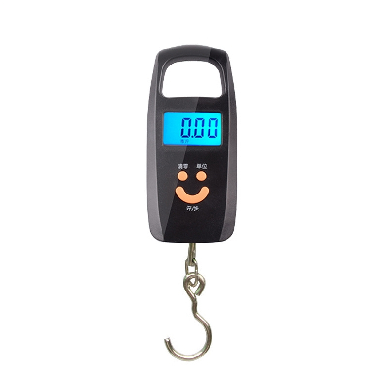 Prenosná ručná elektronická váha s hákom, 50 kg kapacita, delenie 10 g, model 802, LCD s podsvietením