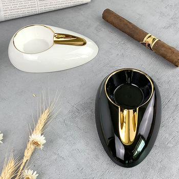 Keramički prenosivi okrugli pepeljak za cigare s logom, oblik kapljice vode, s jednim utorom, prilagodljiv