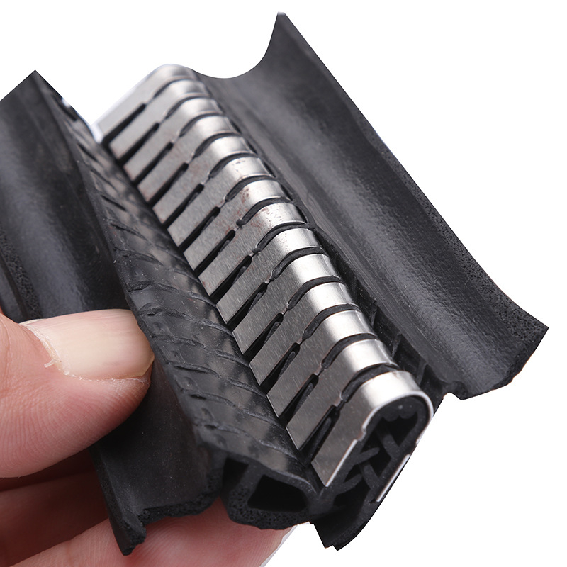 U-alakú gumiszigetelő profil autóajtókhoz és ablakokhoz, szilikon éllel; vízálló és porálló; magas hőmérséklet-tűrés, korrózió- és öregedésállóság.