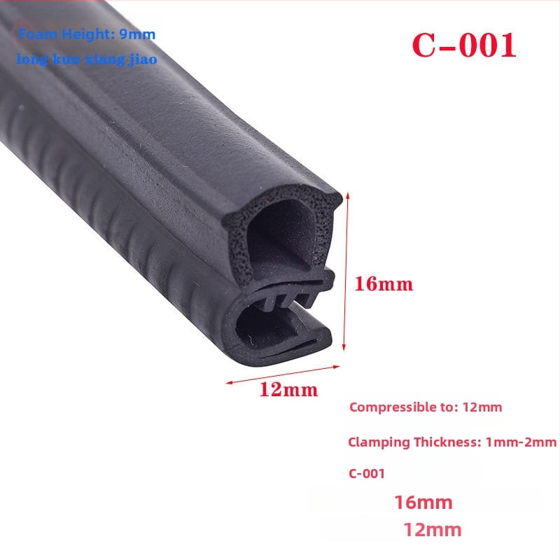 U-alakú gumiszigetelő profil autóajtókhoz és ablakokhoz, szilikon éllel; vízálló és porálló; magas hőmérséklet-tűrés, korrózió- és öregedésállóság.