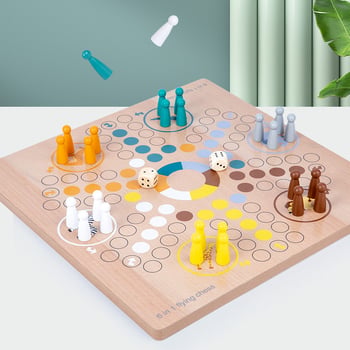 Drvena dvostruka stolna igra Gomoku i Dame (Flying Chess) za djecu, edukativna igra koja potiče interakciju roditelj-dijete