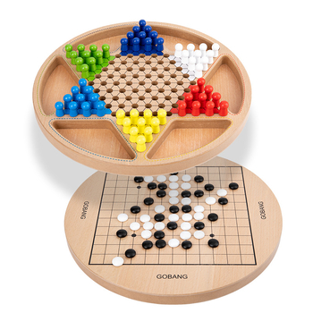 Drvena dvostruka stolna igra Gomoku i Dame (Flying Chess) za djecu, edukativna igra koja potiče interakciju roditelj-dijete