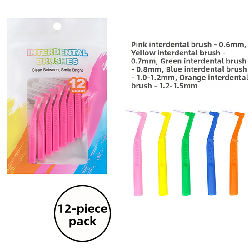 L-tvarovaný interdentálny štetec, jednorazový, balenie 12, model LBD03, pre dospelých