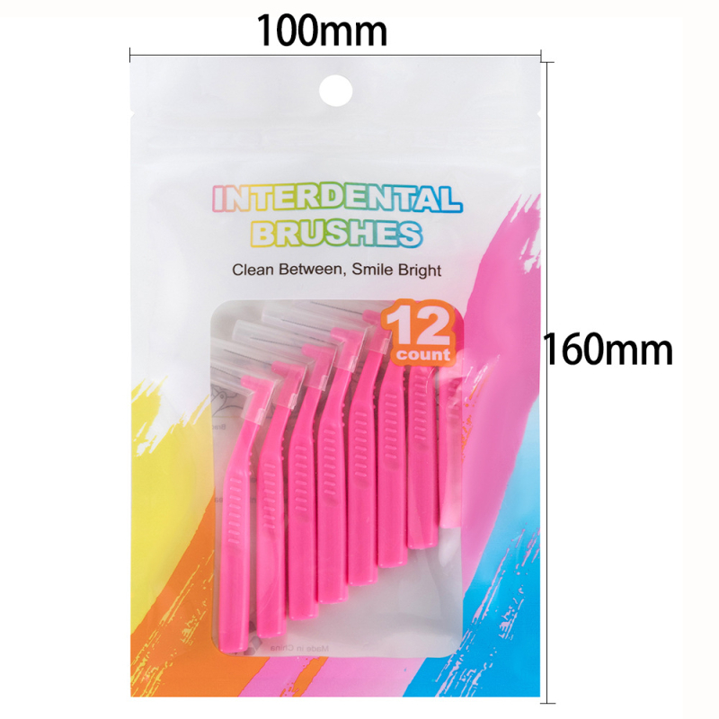 L-tvarovaný interdentálny štetec, jednorazový, balenie 12, model LBD03, pre dospelých