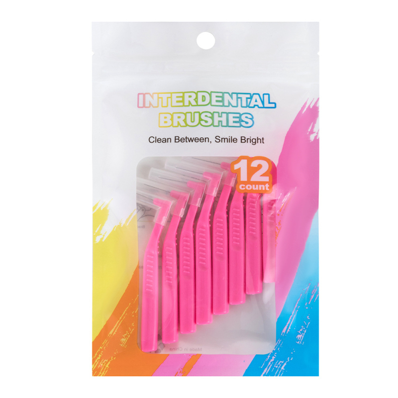 L-tvarovaný interdentálny štetec, jednorazový, balenie 12, model LBD03, pre dospelých