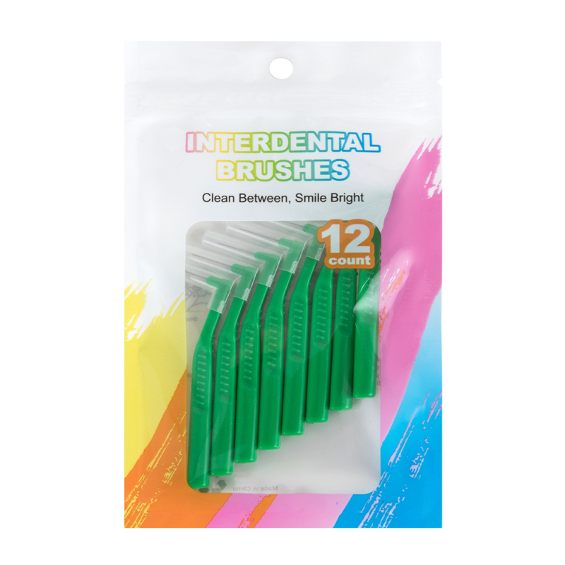 L-tvarovaný interdentálny štetec, jednorazový, balenie 12, model LBD03, pre dospelých