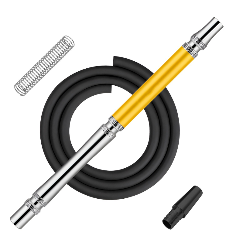 Hookah szívócső készlet alumíniumötvözet nyéllel és szilikon csővel – újrahasználható, testreszabható