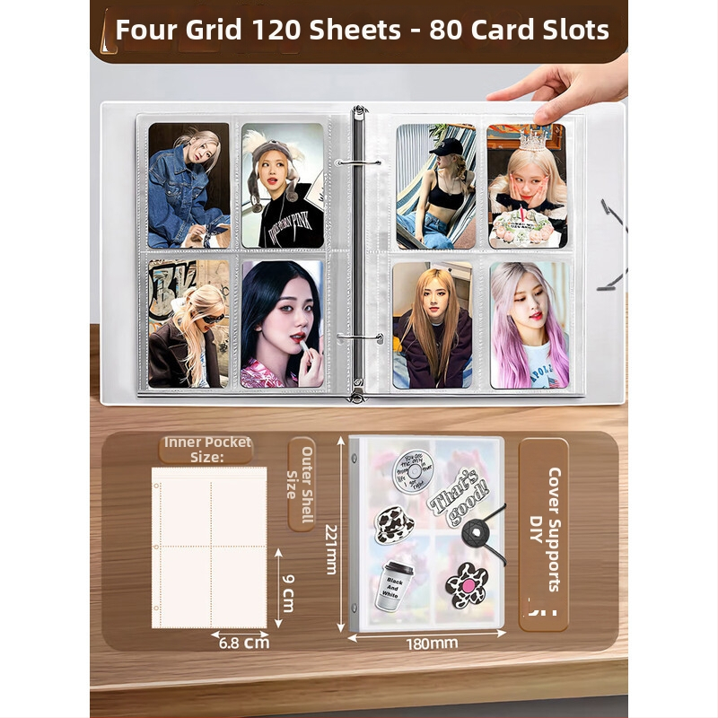 Sihe Culture Fotoalbum s voľnými listami a PP obalom, priehľadné karty, 20 vnútorných strán, Číslo D04