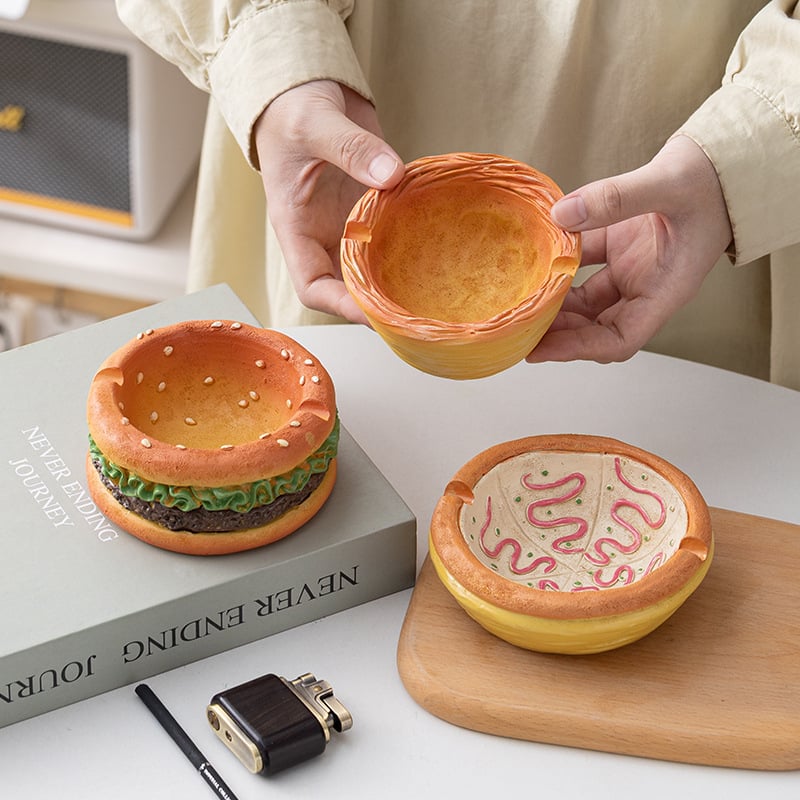 Pepeljara s temom Tart od jaja, burger i pizza, slatka dekorativna figura za dnevni boravak od smole (Materijal: Smola; Marka: Ding ni; Stil: Slatko; Poklon: Ne)