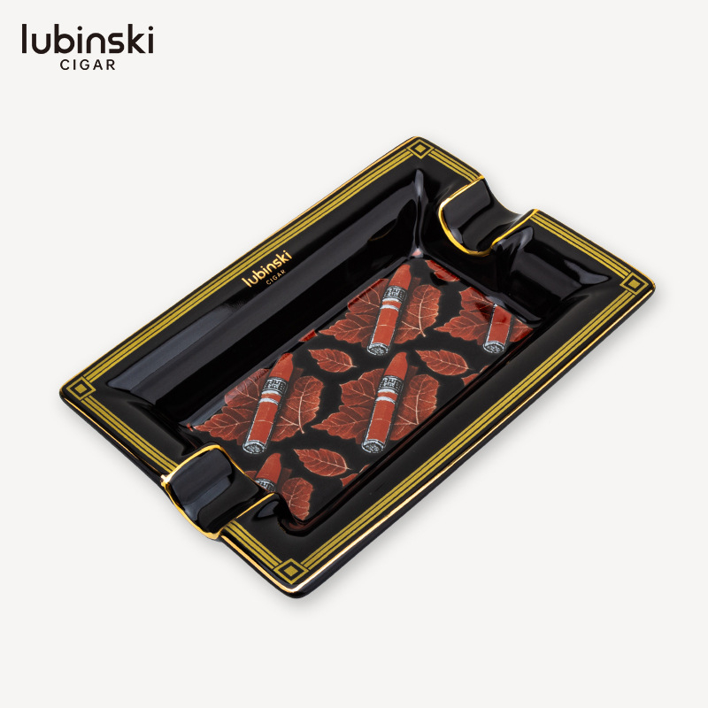 Pepeljara za cigare Lubinski, porculan od kosti, dvostruki otvori za cigarete, protuklizna, velika kapaciteta